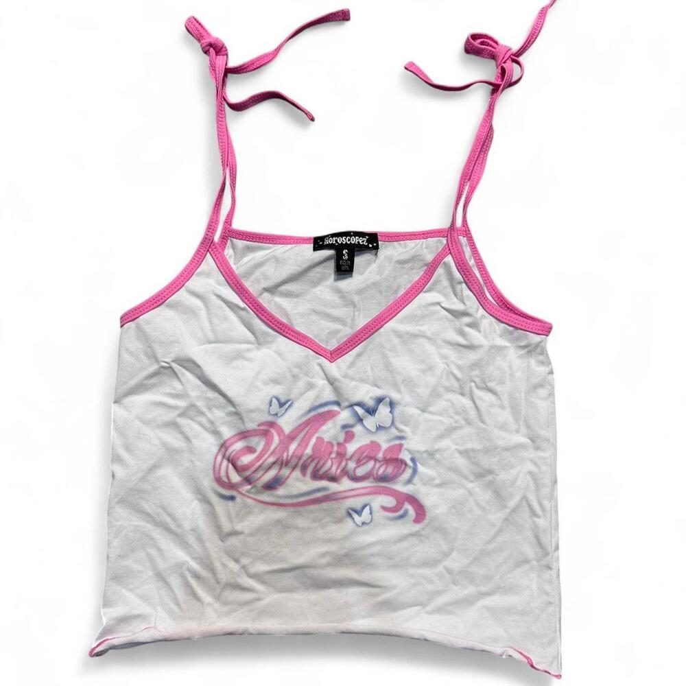 Dolls Kill Women's Pink and White Crop-top